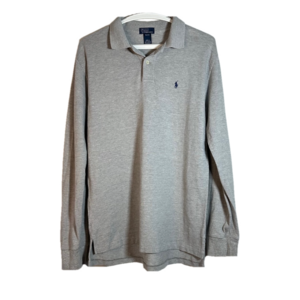 Ralph Lauren Polo Youth Grey Polo Shirt Long Sleeve Size XL (20 ) Preppy